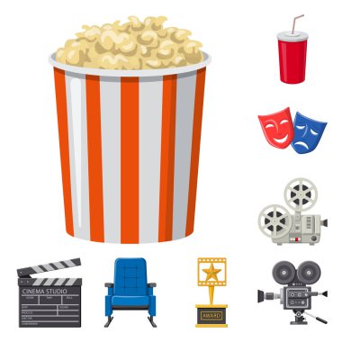 Sinema ve tiyatro sembolüizole nesne. Web için sinema ve eğlence stok sembolü seti.