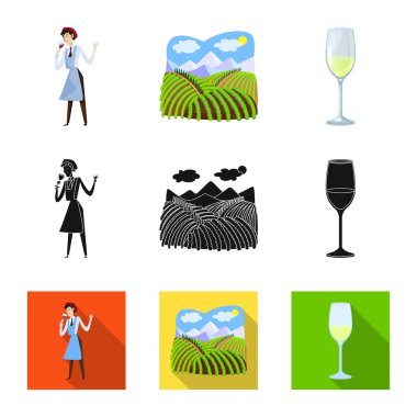 Çiftlik ve bağ logosu vektör tasarımı. Çiftlik ve ürün stok vektör çizim seti.