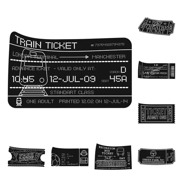 Elkülönített objektum a jegy és a belépés ikonra. Készlet-ból jegy és esemény vektor ikon készlet. — Stock Vector