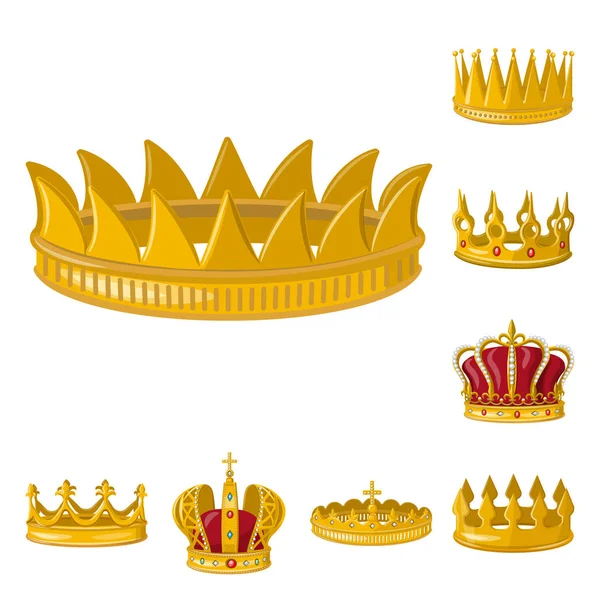 Ilustração vetorial da monarquia e símbolo de ouro. Conjunto de monarquia e heráldica ilustração vetorial . — Vetor de Stock