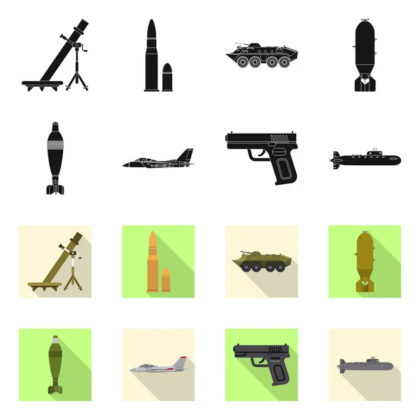 Diseño vectorial del arma y el icono de la pistola. Colección de armas y ejército stock vector ilustración . — Vector de stock