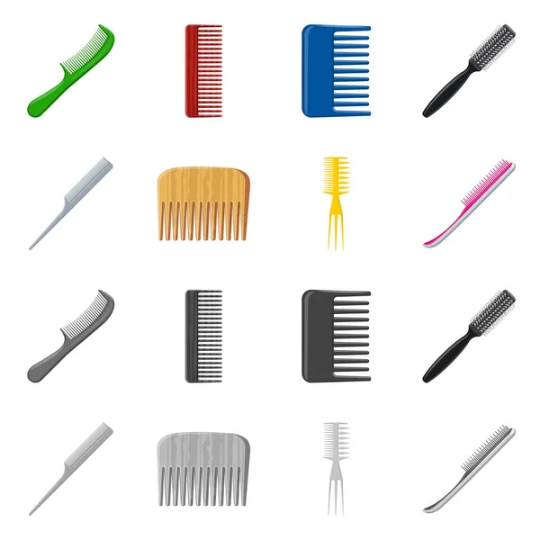 Objet isolé de pinceau et signe capillaire. Collection d'icône vectorielle brosse et brosse à cheveux pour stock . — Image vectorielle