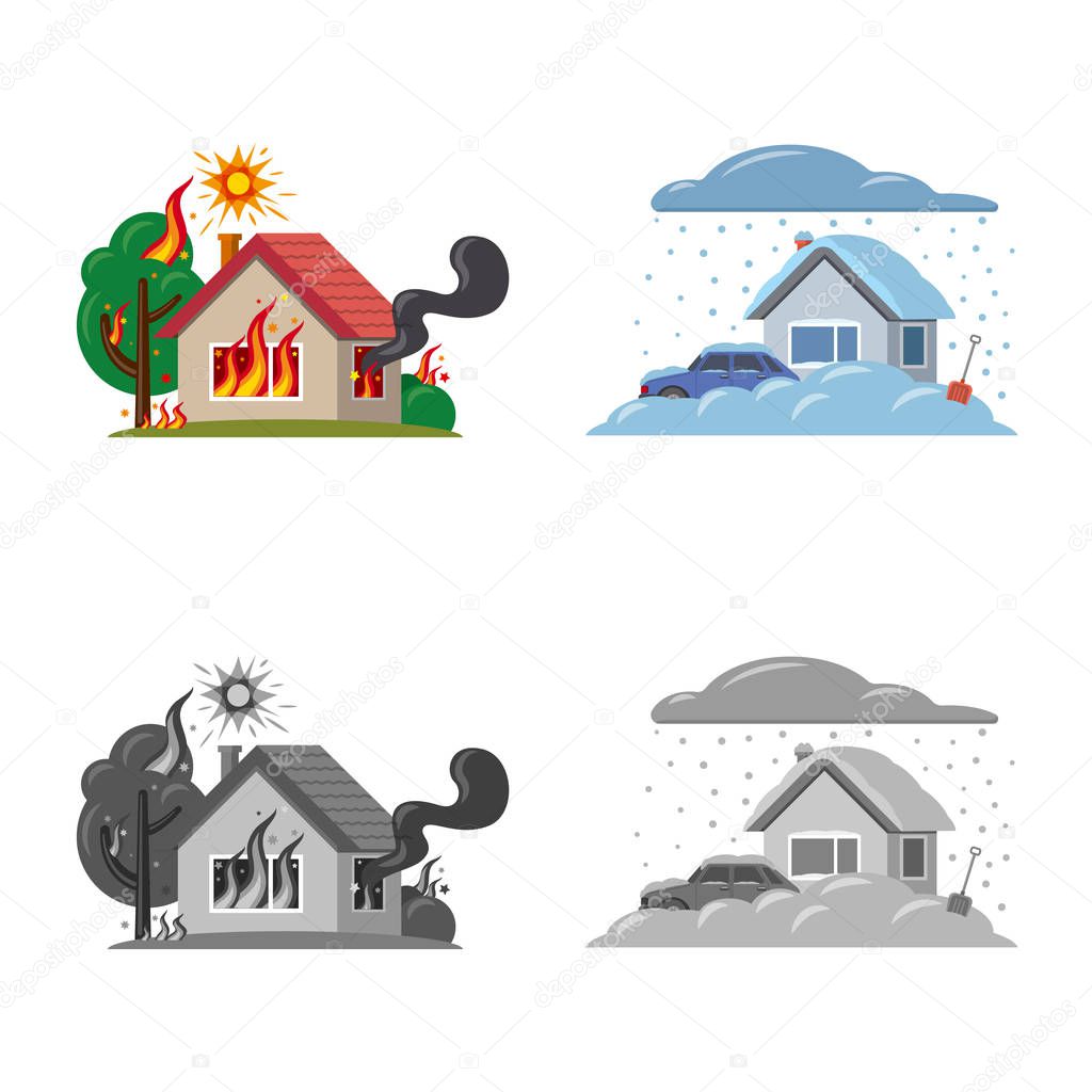 Vector illustration of natural and disaster symbol. Set of natural and risk stock symbol for web.