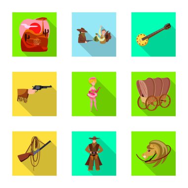 Texas ve tarih logosuizole nesne. Texas ve kültür stok vektör illüstrasyon seti.