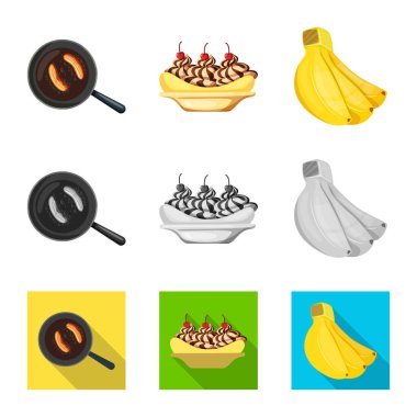 Doğal ve vejetaryen sembolü vektör tasarımı. Hisse senedi için doğal ve yeme vektör simge topluluğu.