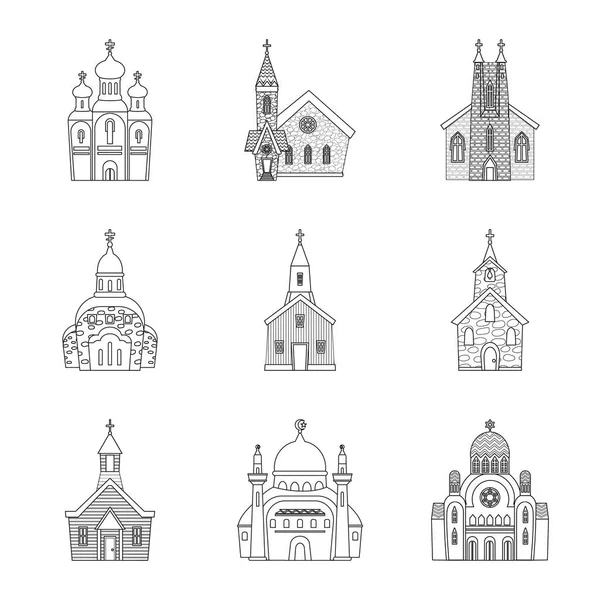 Vector illustratie van de architectuur en geloof teken. Collectie van architectuur en tempel vector pictogram voor voorraad. — Stockvector