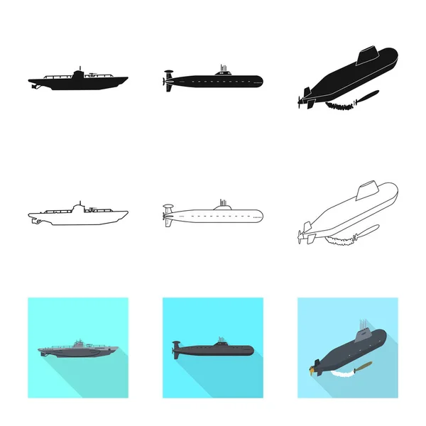 Projeto vetorial de guerra e símbolo de navio. Coleção de guerra e ilustração vetorial de estoque de frota . — Vetor de Stock