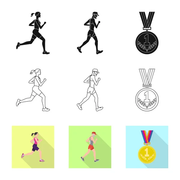 Vectorillustratie van sport en winnaar symbool. Set van sport en fitness vector pictogram voor voorraad. — Stockvector