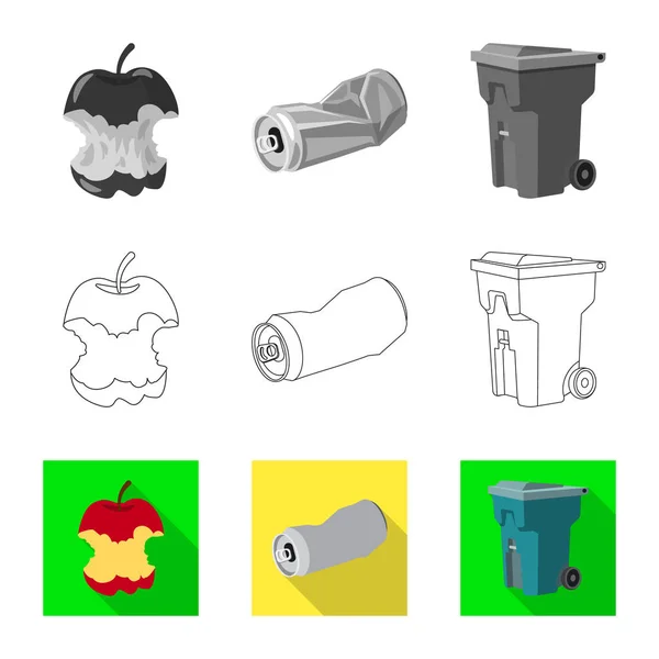 Objeto isolado de despejo e tipo de logotipo. Conjunto de ícone de vetor de lixo e lixo para estoque . —  Vetores de Stock