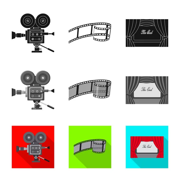 Ilustración vectorial de la televisión y el símbolo de filmación. Colección de televisión y visualización de imágenes vectoriales . — Vector de stock