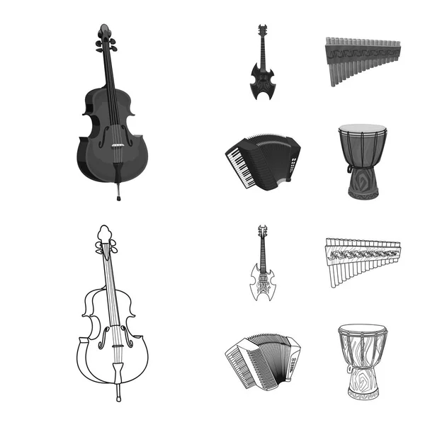 Vektor illustration av musik och finjustera tecken. Uppsättning av musik och verktyget vektor ikonen för lager. — Stock vektor