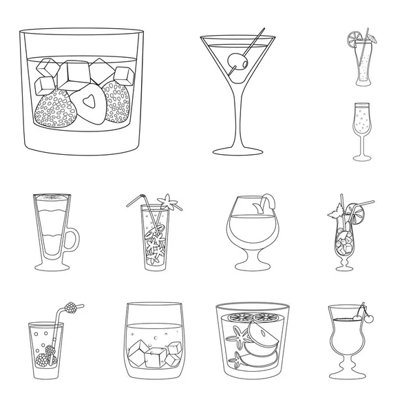 Diseño vectorial del icono de bebidas y hielo. Colección de bebidas y coctelera símbolo de stock para web . — Archivo Imágenes Vectoriales