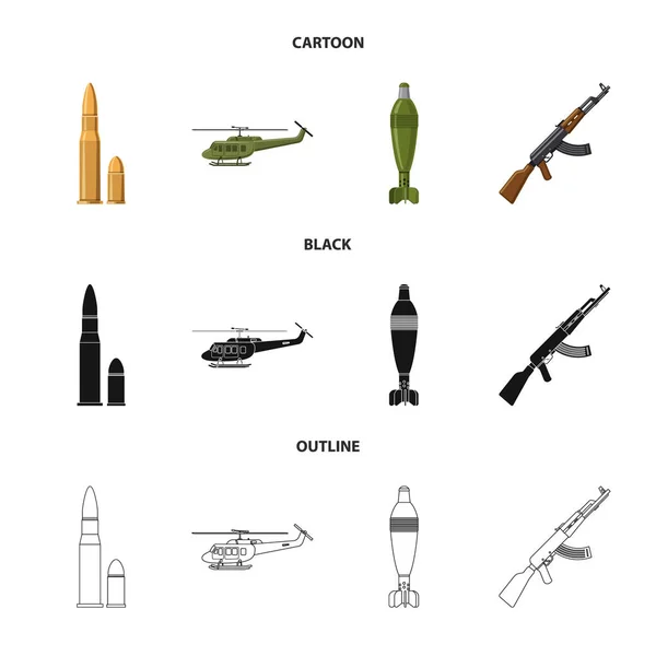 武器や銃のアイコンのベクター デザイン。武器や軍隊の株式ベクトル図のセット. — ストックベクタ