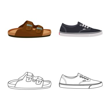 Ayakkabı ve ayakkabı simge vektör Illustration. Ayakkabı ayarla ve vektör simge stok ayak.