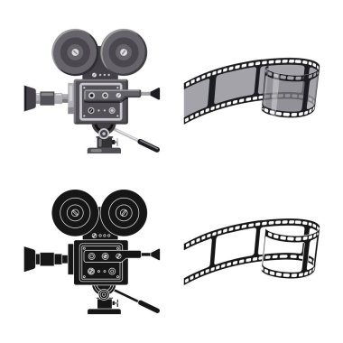 Televizyon ve işareti filme vektör çizimi. Televizyon ve web için hisse senedi simgesi ile ilgilenen koleksiyonu.