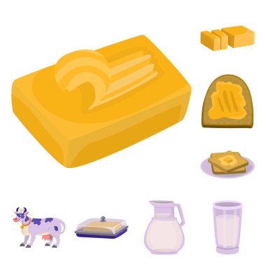 Gıda ve süt logosu vektör illüstrasyon. Web için gıda ve kolesterol stok sembolü Seti.