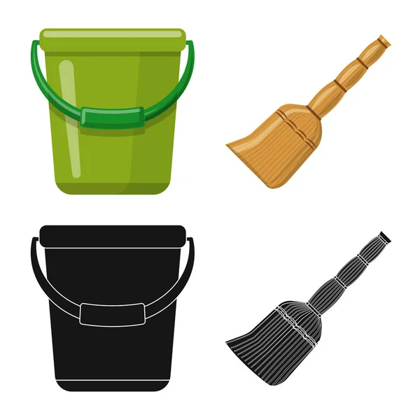 Objeto isolado de limpeza e logotipo de serviço. Conjunto de limpeza e símbolo de estoque doméstico para web . —  Vetores de Stock