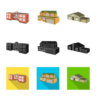 Cephe ve konut logo vektör çizimi. Cephe ve altyapı hisse senedi vektör çizim seti.