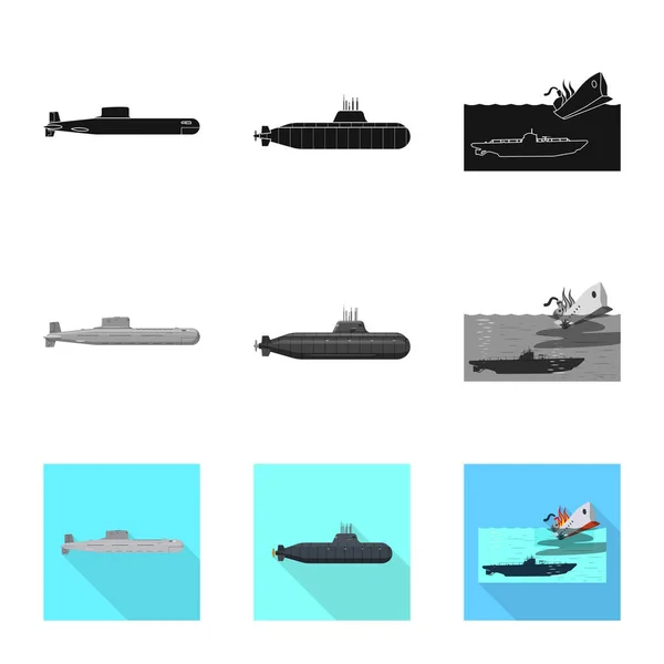 Ilustração vetorial da guerra e do ícone do navio. Coleção de guerra e símbolo de estoque de frota de web . — Vetor de Stock