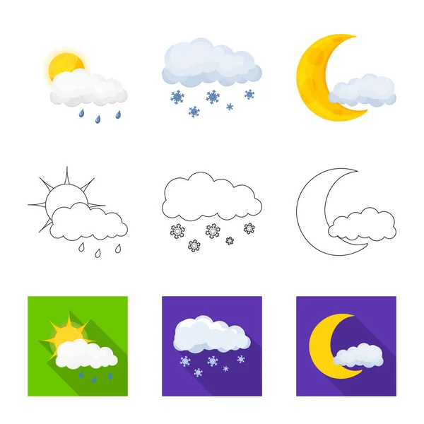 Progettazione vettoriale del meteo e del segnale climatico. Raccolta dell'illustrazione vettoriale del meteo e del cloud stock . — Vettoriale Stock