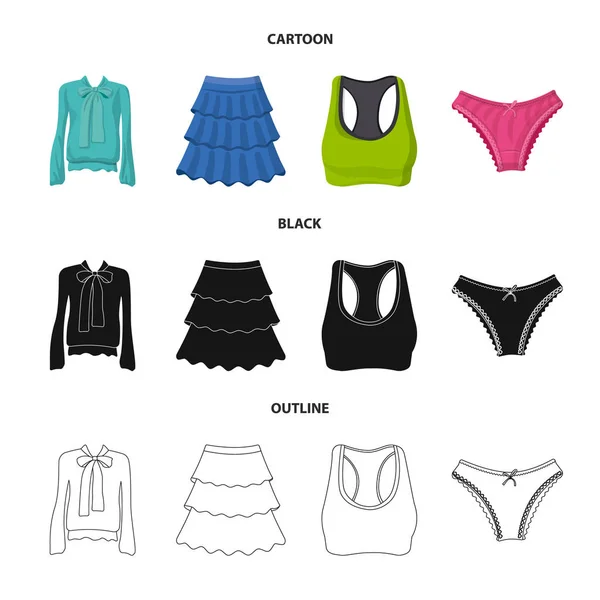 Ilustración vectorial de la mujer y símbolo de la ropa. Conjunto de ilustración vectorial mujer y desgaste . — Vector de stock