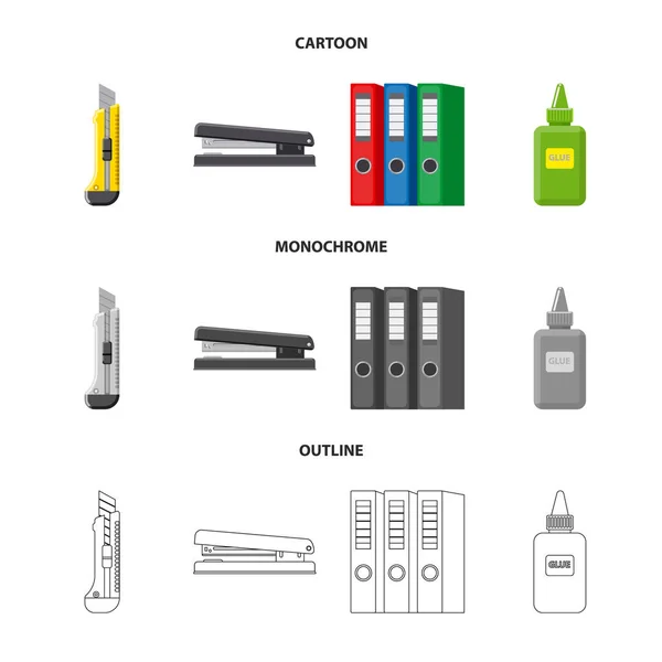 Vector ontwerp van office uit en verschaf teken. Collectie voor school en kantoor voorraad vectorillustratie. — Stockvector