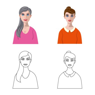 Saç modeli ve meslek işareti yalıtılmış nesne. Hisse senedi simgesi web için saç modeli ve karakter kümesi.