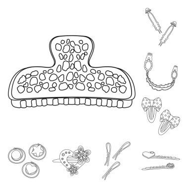 Kuaförlük ve kuaför sembolü vektör illüstrasyon. Web için kuaförlük ve aksesuar stok sembolü seti.