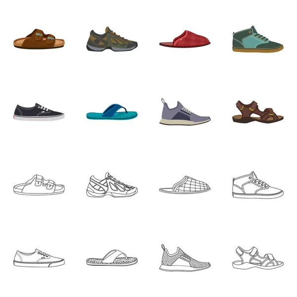 Cipő és lábbeli logó vektoros illusztráció. A cipő- és tőzsdei szimbólum a web gyűjteménye. — Stock Vector