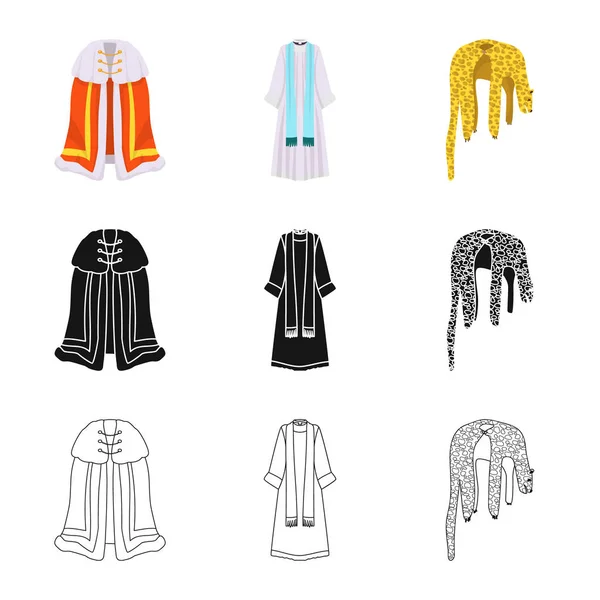 Ilustración vectorial del logotipo del material y la ropa. Colección de material e icono de vectores de prendas de vestir para stock . — Vector de stock