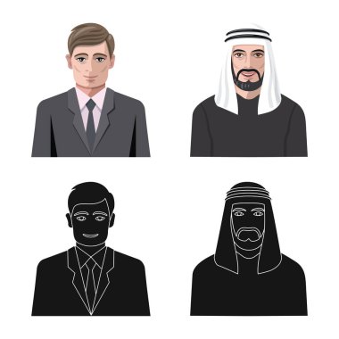 Saç modeli ve meslek simge vektör Illustration. Saç modeli ve karakter hisse senedi simgesi için web topluluğu.