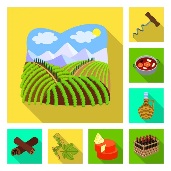 Oggetto isolato di fattoria e vigneto segno. Raccolta dell'illustrazione vettoriale delle scorte agricole e dei prodotti . — Vettoriale Stock