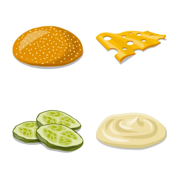 Objeto isolado de hambúrguer e ícone de sanduíche. Coleção de hambúrguer e ícone de vetor de fatia para estoque . — Vetor de Stock