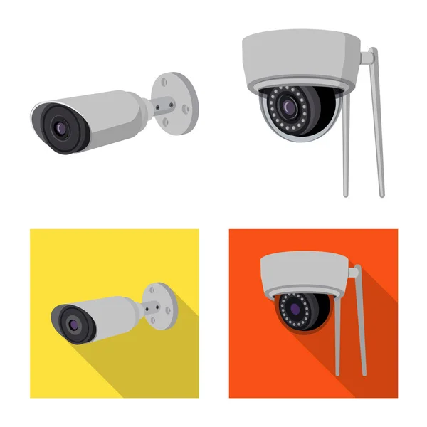 Objeto isolado de cctv e logotipo da câmera. Conjunto de cctv e sistema de ilustração do vetor estoque . — Vetor de Stock