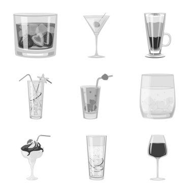 Çubuk ve çalkalayıcı simgesinin vektör tasarımı. Bar ve restoran stok vektör illüstrasyon koleksiyonu.