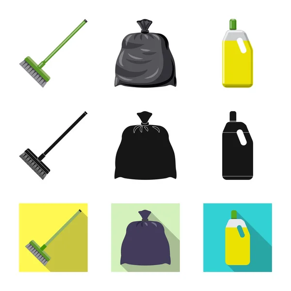Vektor-Illustration des Reinigungs- und Service-Logos. Set von Reinigungs- und Haushaltsvektorsymbolen für Aktien. — Stockvektor