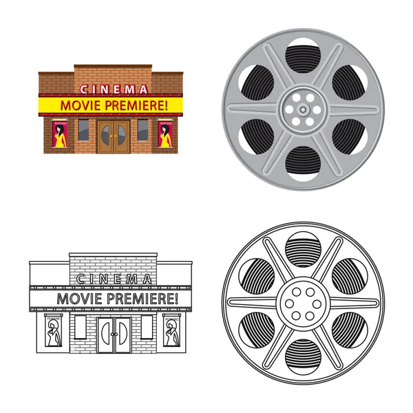 Objeto aislado de la televisión y el logotipo de filmación. Conjunto de televisión y visualización de stock de símbolo para la web . — Vector de stock