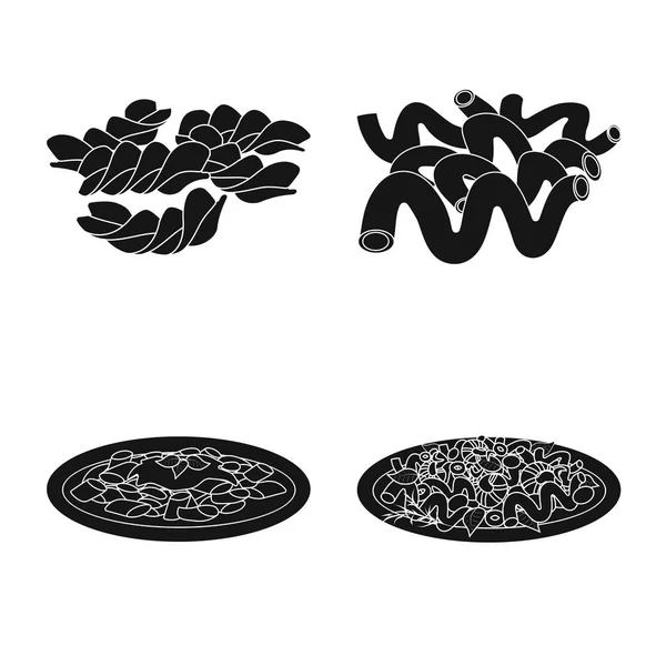 Απομονωμένο αντικείμενο του λογότυπου ζυμαρικά και υδατάνθρακες. Σύνολο ζυμαρικά και μακαρόνια σύμβολο μετοχής για το web. — Διανυσματικό Αρχείο