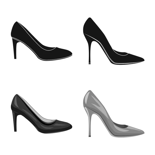 Elkülönített objektum a cipő és a nő jele. A cipő és láb vektor ikon készletek. — Stock Vector