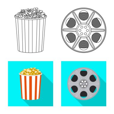 Televizyon ve film simgesi yalıtılmış nesne. Televizyon ve hisse senedi vektör çizim ile ilgilenen koleksiyonu.