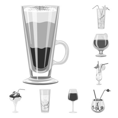 Bar ve shaker logosuizole nesne. Web için bar ve restoran stok sembolü seti.