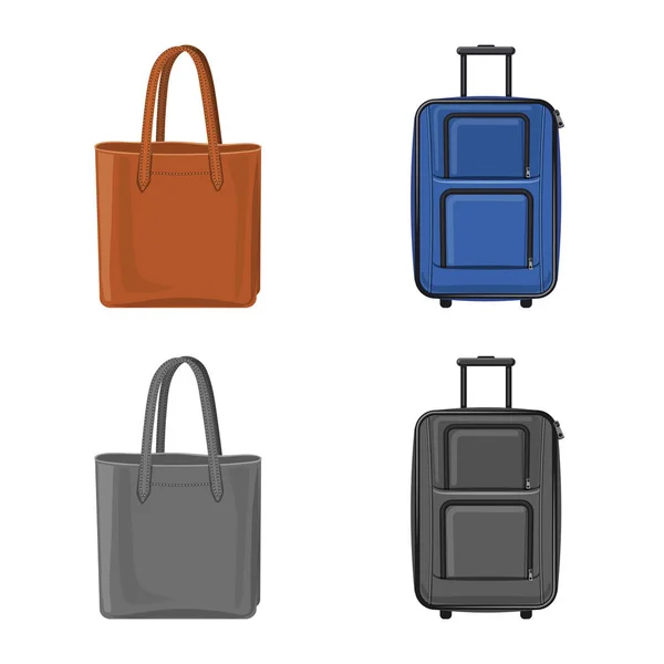 Diseño vectorial de maleta y símbolo de equipaje. Colección de maletas e ilustración de vectores de viaje . — Vector de stock