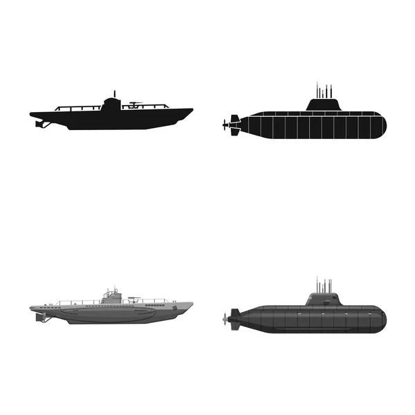 Vector illustration of war and ship icon. Set of war and fleet stock vector illustration. — Stock Vector