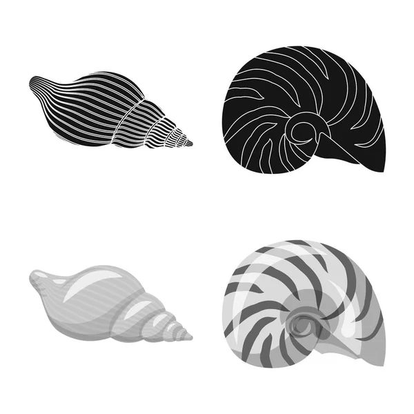 Vektorillustration av kännetecken som är djur- och dekoration. Uppsättning av djur- och ocean vektor ikonen för lager. — Stock vektor