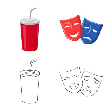 Televizyon ve filme sembolü vektör Illustration. Web için televizyon ve görüntüleme stok sembolü koleksiyonu.