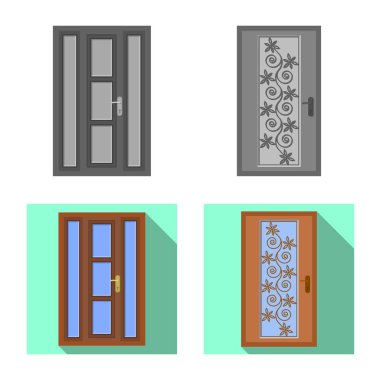 Kapı ve ön kayıt yalıtılmış nesne. Kapı ve ahşap stok vektör çizim koleksiyonu.