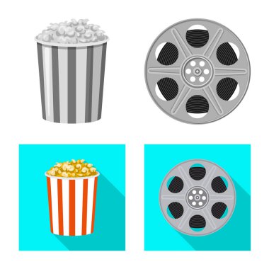Televizyon ve filme logo vektör Illustration. Televizyon ve hisse senedi için vektör simge görüntüleme kümesi.