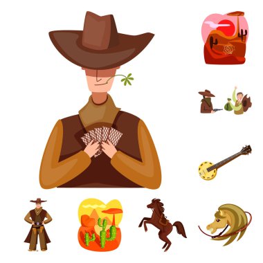 Vektör Illustration vahşi ve Batı logosu. Web için vahşi ve Amerikan stok sembolü seti.