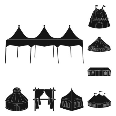 Vektör Illustration açık ve mimari sembolü. Web için açık ve barınak stok sembolü koleksiyonu.