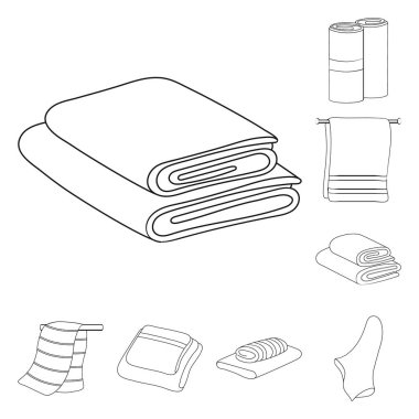 Kumaş ve hijyen sembolü vektör illüstrasyon. Web için kumaş ve banyo stok sembolü seti.